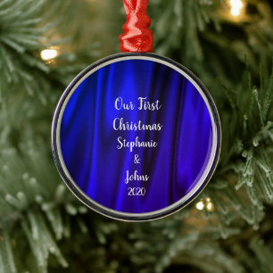 Ornement En Métal Premier Noël Ensemble Bleu Bleu Satin Royal