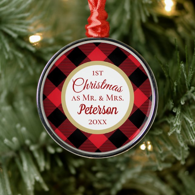 Ornement En Métal Premier Noël M. et Mme Buffalo Plaid (Arbre)