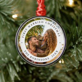 Ornement En Métal Premier Noël marié avec photo personnalisée