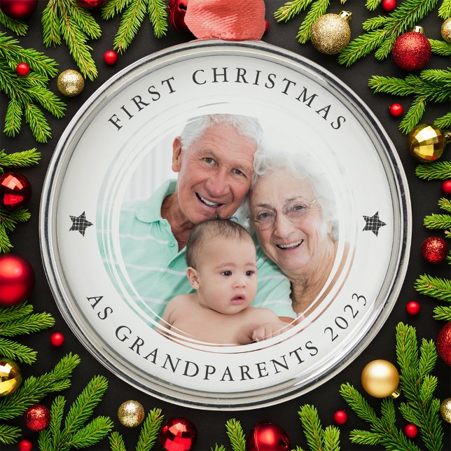 Ornement En Métal Premier Noël personnalisé en grand-parents Photo (Créateur téléchargé)