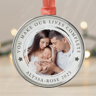 Ornement En Métal Premier Noël personnalisé en tant que parents Phot
