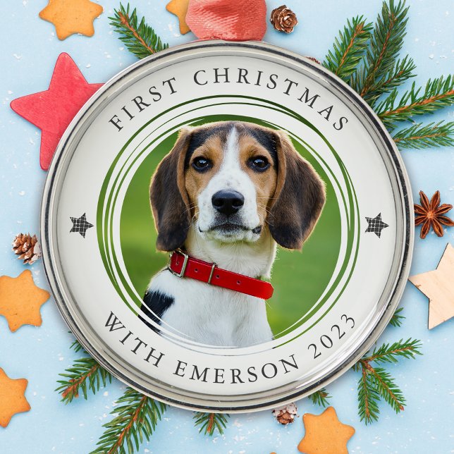 Ornement En Métal Première Noël Animaux de compagnie Chien photo gar (Créateur téléchargé)