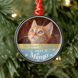 Ornement En Métal Première photo de Noël de Kitten personnalisée