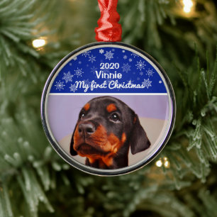 Ornement En Métal Première photo de Noël de la chienne