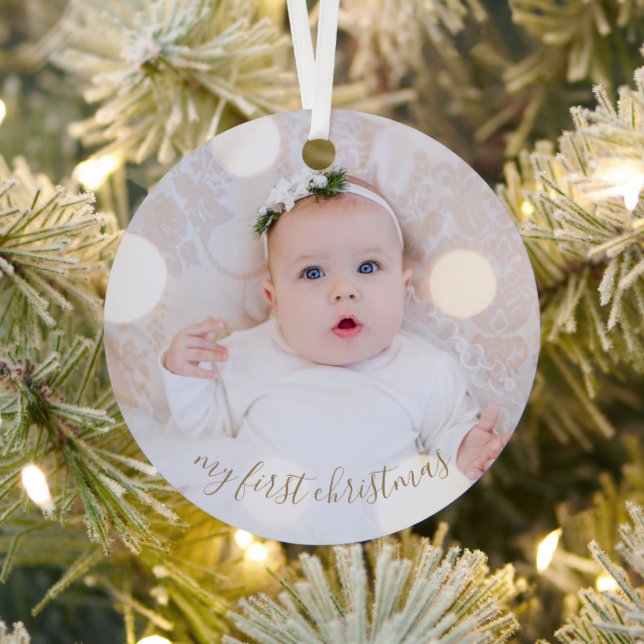 Ornement En Métal Première photo de Noël du bébé (Insitu)
