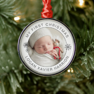 Ornement En Métal Première photo de Noël du bébé Keepsaké