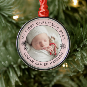 Ornement En Métal Première photo de Noël du bébé Keepsaké