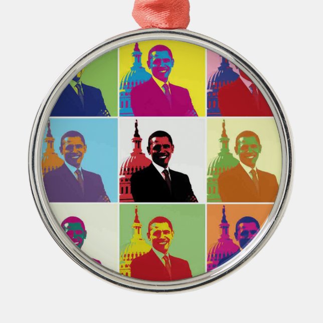 Ornement En Métal Président Obama Pop Art (Devant)