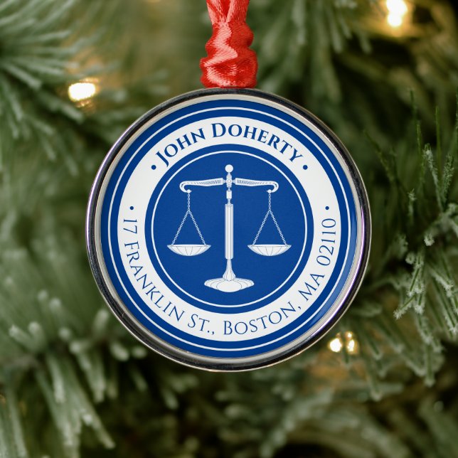 Ornement En Métal Procureur | Scales de justice Deep Blue (Arbre)