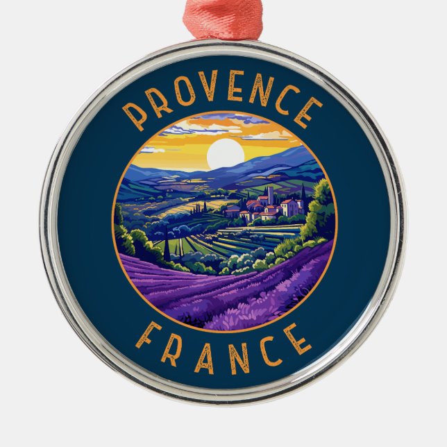 Ornement En Métal Provence France Lavande Retro Cercle désorganisé (Devant)