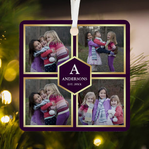 Ornement En Métal Purple and Gold 4 Photos Family Photo Collage