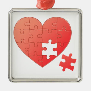Ornement En Métal Puzzle Heart with Piece