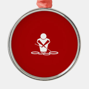 Ornement En Métal Quads - Blanc - Arrière - plan rouge - Tours Bébé!