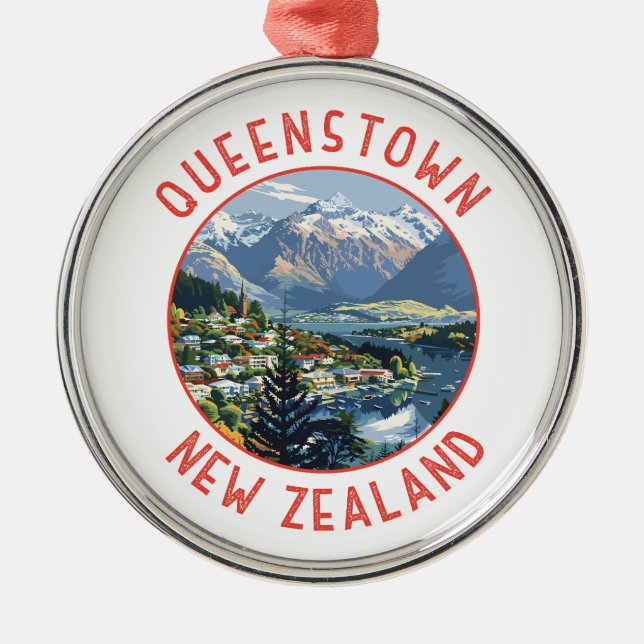 Ornement En Métal Queenstown Nouvelle-Zélande Retro Cercle désorgani (Devant)