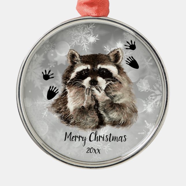 Ornement En Métal Raccoon Dated Blowers, Aimer les animaux (Devant)