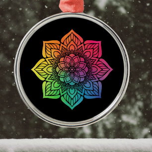 Ornement En Métal Rainbow Mandala en noir