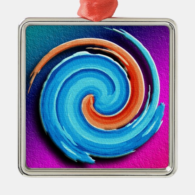 Ornement En Métal Remous rose et bleu d'ouragan (Devant)