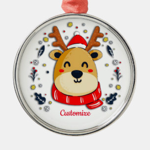 Ornement En Métal Renard de Noël personnalisé