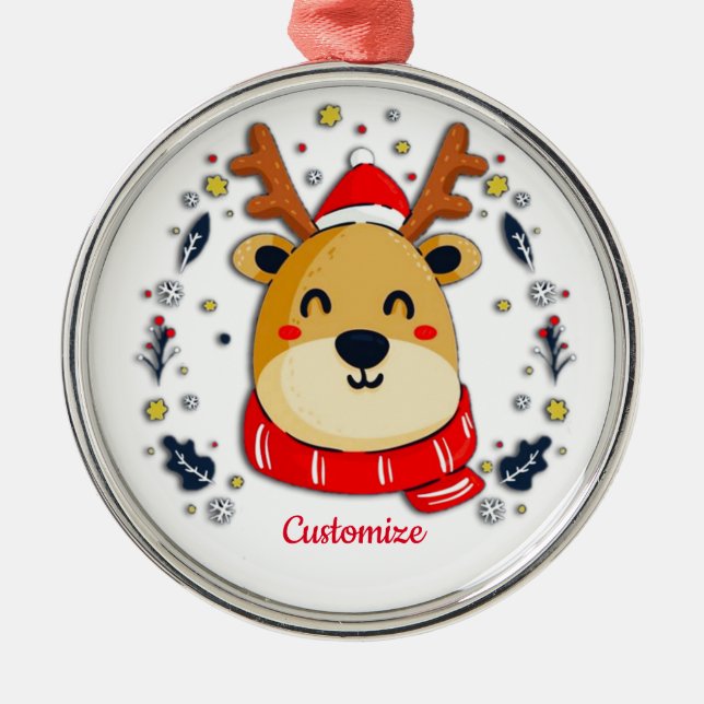 Ornement En Métal Renard de Noël personnalisé (Devant)