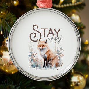 Ornement En Métal Restez confortable Woodland Fox Noël