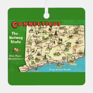 Ornement En Métal Rétro, carte ancienne du Connecticut