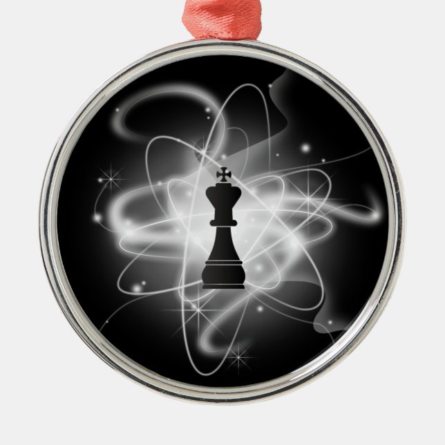 Ornement En Métal Rétro pièce d'échecs atomique - roi (Devant)