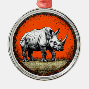 Ornement En Métal Rhinoceros