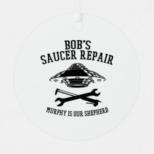 ornement en métal rond avec logo noir BSR
