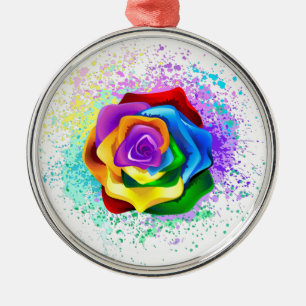 Ornement En Métal Rose arc-en-ciel coloré