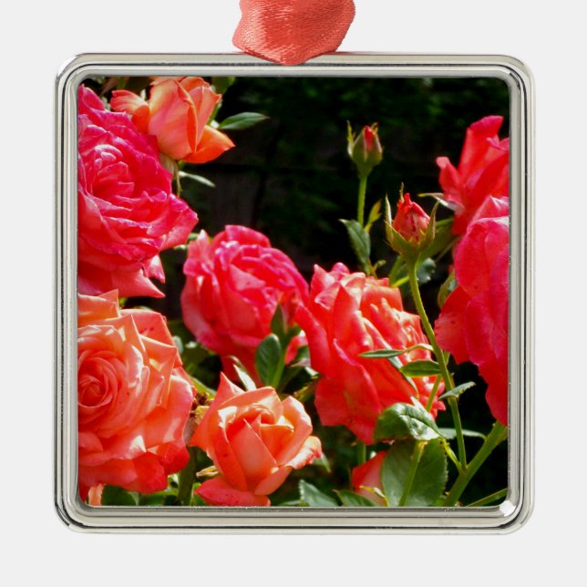Ornement En Métal Roses de corail romantique (Devant)