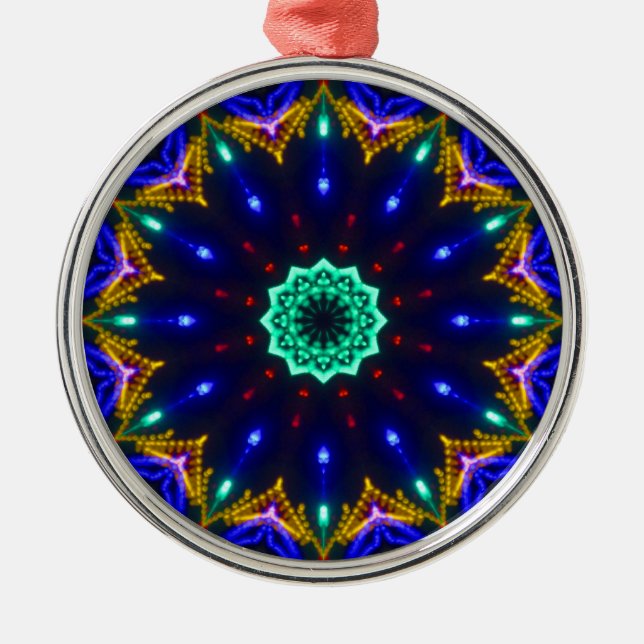 Ornement En Métal Roue circulaire Kaleidoscope bleu transcendantal (Devant)