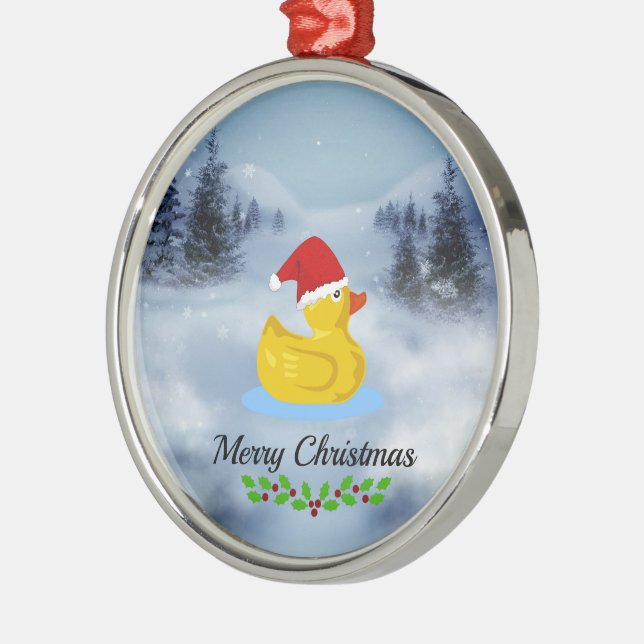 Ornement En Métal Rubber Ducky Noël salutations (Gauche)