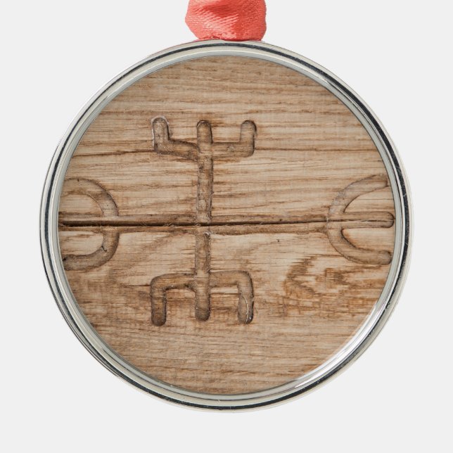 Ornement En Métal Rune de Viking sur le bois criqué (Devant)