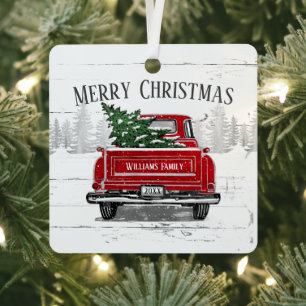 Ornement En Métal Russe Noël Vintage Camion Rouge Nom de famille
