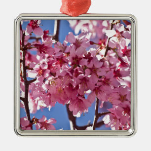 Ornement En Métal Sakura Cherry Blossoms Red Stars