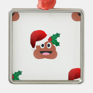 Ornement En Métal santa claus poop emoji
