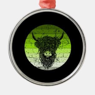 Ornement En Métal Scottish Highland Cattle Retro