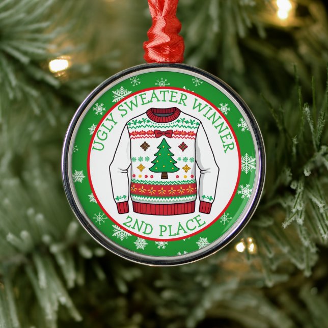 Ornement En Métal Second Place Ugly Sweater Winner Christmas (Arbre)