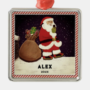 Ornement En Métal Selfie père Noël