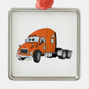 Ornement En Métal Semi-Camion Cabine orange