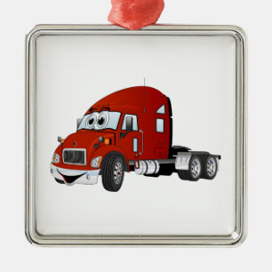 Ornement En Métal Semi-camionnette rouge