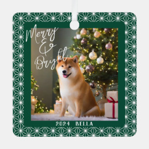 Ornement En Métal Shiba's Holiday   MOTIF japonais de Kimono ASANOHA