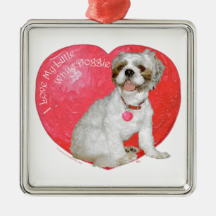 Ornement En Métal Shih Tzu / Lhasa Apso Saint-Valentin