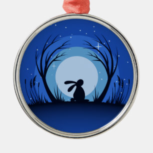 Ornement En Métal Silhouette en lumière de lune de lapin