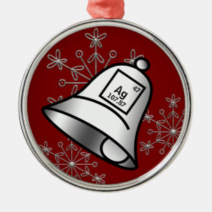 Ornement En Métal Silver Bells Tableau Périodique Snowflake Science 