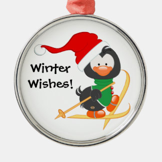 Ornement En Métal Ski de pingouin de Noël