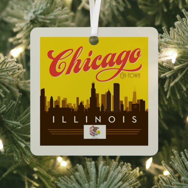 Ornement En Métal Skyline de l'Illinois (Insitu)