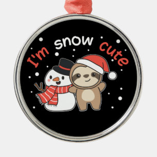 Ornement En Métal Sloth Je suis Snow Cute Snowman Pun de neige en cé