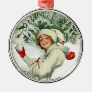 Ornement En Métal Snowball Fight (par Harrison Fisher)