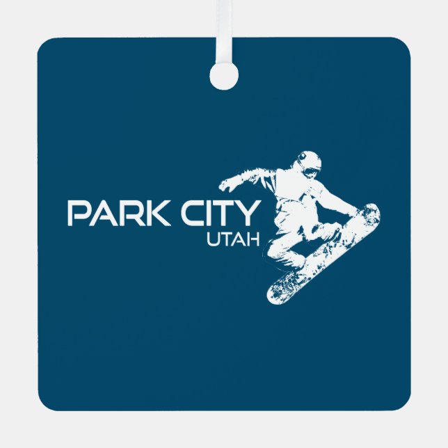 Ornement En Métal Snowboardeur Park City Utah (Recto)